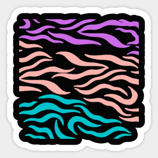 Violet Pink Blue Wavy pattern in Blck Sticker